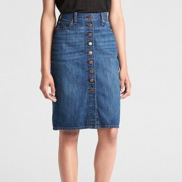 GAP Dresses & Skirts - Gap button front denim pencil skirt 29 TALL